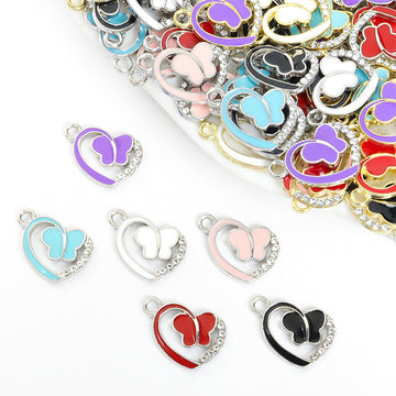 Enamel Heart Butterfly Jewelry Components For DIY Earrings And Bracelets Charms