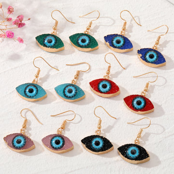 Gold Tone Colorful Resin Realistic Eyeball Hook Earrings