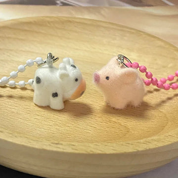Mini Flocked Animal and Character Ball-Chain Charms in Twenty-Four Designs