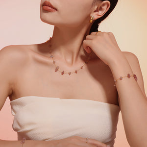 Irregular Natural Chip Stone Necklace And Bracelet Station Chain