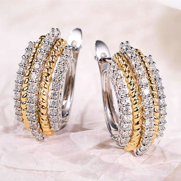 Multi-Rail Rope-Texture Hoop Earrings In Gold And Silver Tones