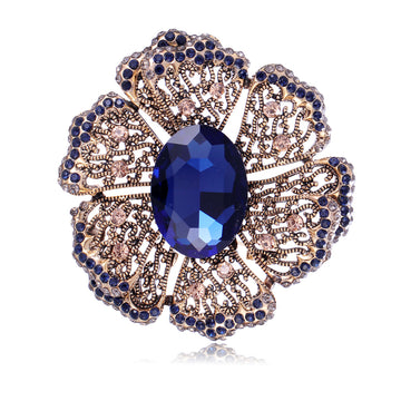 Flower Crystal Two Designs Metal Brooch Pin for Jackets and Lapels