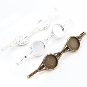 Double Round Bezel Metal Hair Clip Findings in Two Finishes
