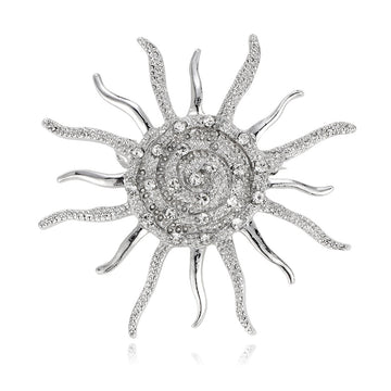 Silver Tone Sunflower Metal Brooch Pin for Jackets and Lapels