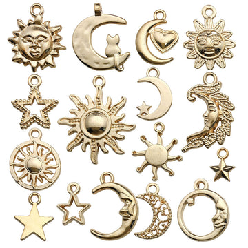 Yellow Sun and Moon Metal Charms with 17 Listed Options