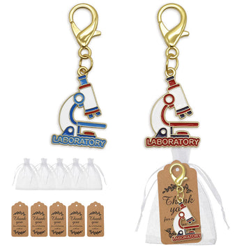 Laboratory Microscope Enamel Charm Keychain Two Colors