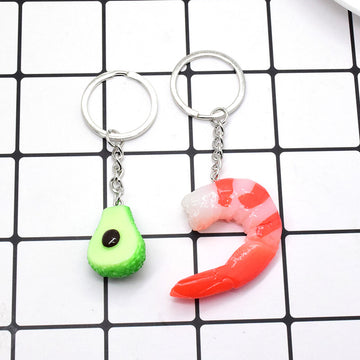 Resin Shrimp and Avocado Realistic Food Keychain 2 Styles