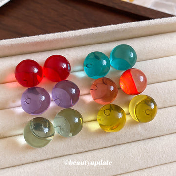 Translucent Round Stud Earrings in Six Candy Colors