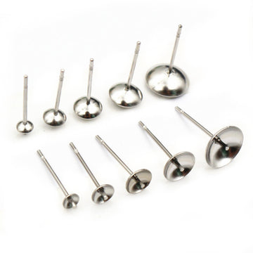 Stainless Steel Cup Earring Posts in Five Cup Sizes