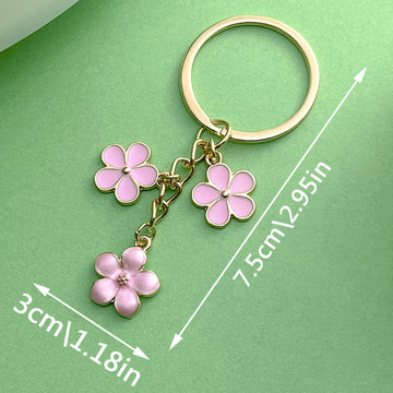 Rose, Sunflower and Blossom Charm Keychains Featuring Pink Flower Across 18 Variations