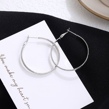 Silver Tone Extra Large Thin Minimalist Round Hoop Earrings