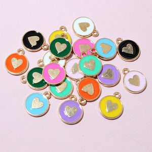 Double-Sided Enamel Heart Metal Charms in Eleven Colors