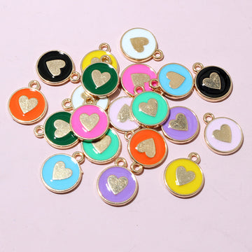 Double-Sided Enamel Heart Metal Charms in Eleven Colors
