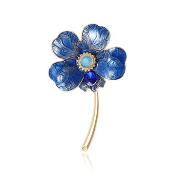 Four Petal Flower Enamel Brooch in Three Rich Colors