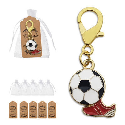 Soccer ball and red cleat keychain with bags and kraft tags