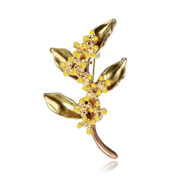 Gold Tone Flower Enamel Metal Brooch Pin for Jackets and Lapels