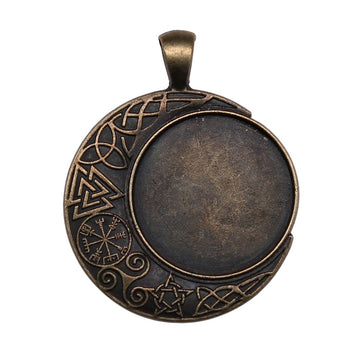 Crescent Moon Round Cabochon Pendant Trays in Two Finishes