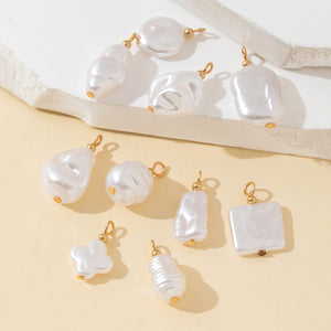 Faux Pearl Baroque Charm Pendant Set Ten Mixed Shapes
