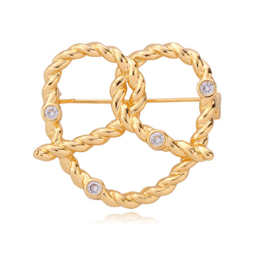Gold Tone Heart Crystal Metal Brooch Pin for Jackets and Lapels