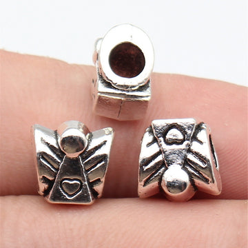 Angel Heart Large-Hole Bead in Antique Silver Tone