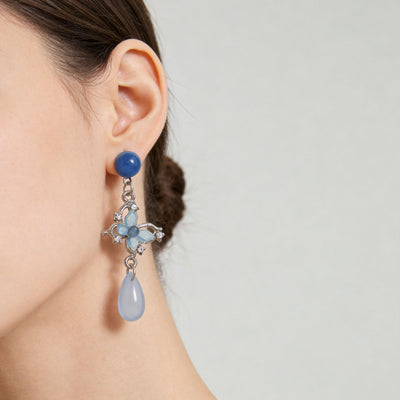 Primary supplied view of blue butterfly teardrop earrings