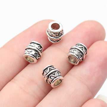 Antique Silver Swirl Large Hole Round Bead for Jewelry Making