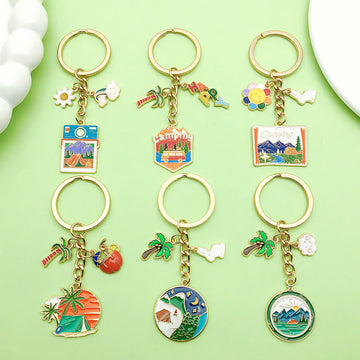 Camping Van, Tent and Camera Charm Keychains in Five Styles