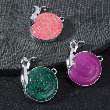 Silver-Tone Snail Pendants with Colorful Spiral Shells
