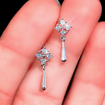 Gold and Silver Tone Geometric Crystal Drop Earrings