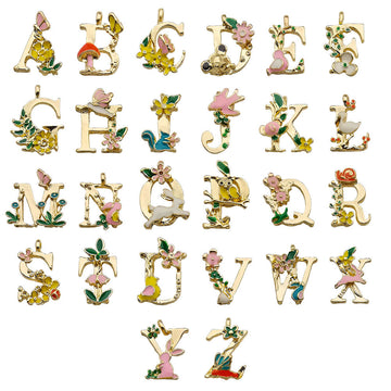 Colorful Alphabet Letter Metal Charms for Jewelry and Craft Projects
