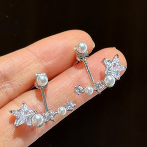 Star Pearl Front Back Earrings Statement Jewelry Design