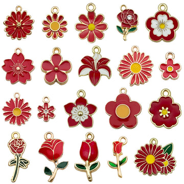 Enamel Colorful Flower Metal Charms with 37 Listed Options