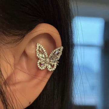 Crystal Butterfly Ear Cuffs In Gold And Silver Tones