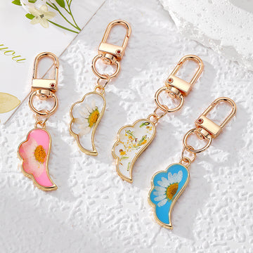 Wing Resin Daisy Keychains Gold Lobster Clasp 4 Styles