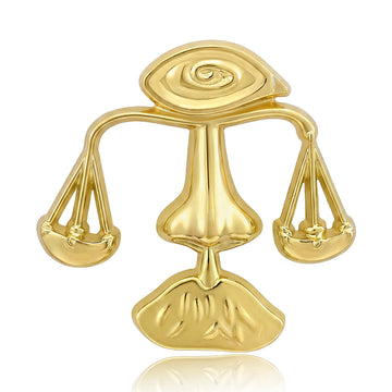 Gold Tone Libra Balance Scale Brooch With Polished Finish