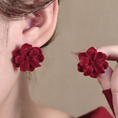 Primary supplied view of flocked layered flower earrings