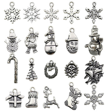 Antique Silver Christmas Tree and Snowflake Metal Charms with 28 Listed Options