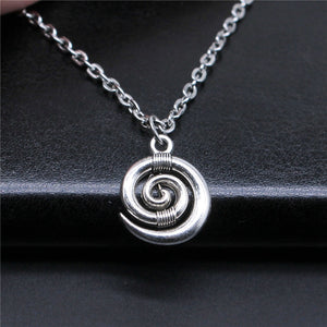 Silver Tone Spiral Pendant Necklace with Link Chain