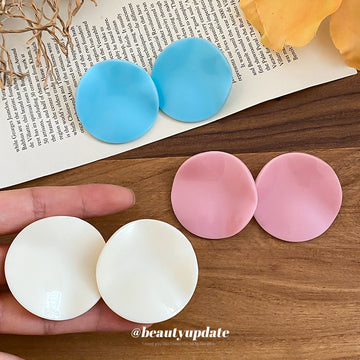 Matte Pastel Round Disc Statement Stud Earrings Statement Jewelry Pair