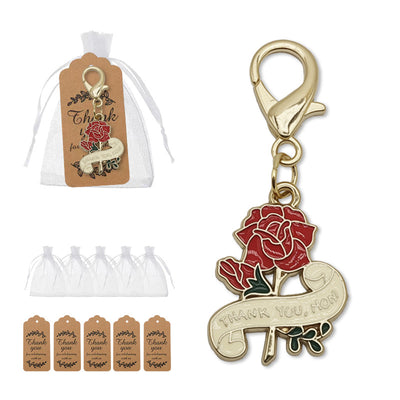 Red rose Thank You Mom keychain with packaging set