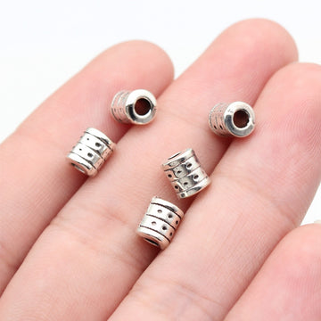 Ridged Barrel Metal Spacer Bead for Jewelry Making