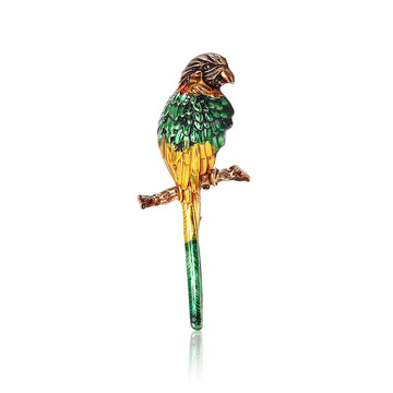 Multicolor Enamel Parrot Brooch Branch Perch Alloy Pin