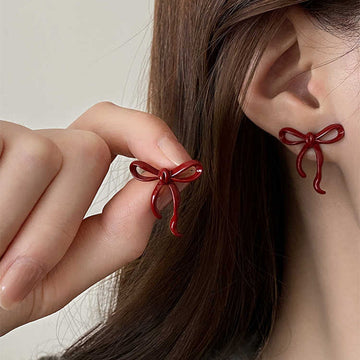 Red Bow Heart And Geometric Stud And Hoop Earrings Ten Styles