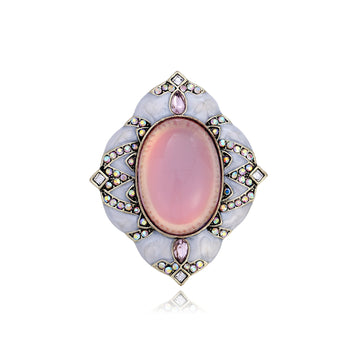 Pink Flower Enamel Metal Brooch Pin for Jackets and Lapels