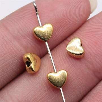 Tiny Smooth Heart Spacer Beads in Detailed Metal Finishes for Jewelry Making