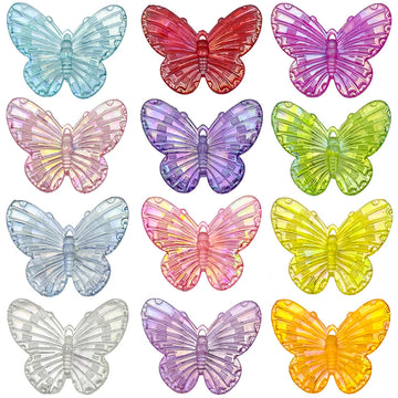 Multicolor Translucent Butterfly Beads with Center Holes in 12 Options