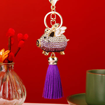 Gradient Flying Pig Keychains in Five Colors with Matching Tassels