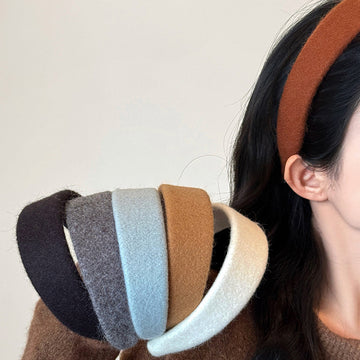 Gray Or White Wide Felt Like Headband With Unlisted Color Assortment