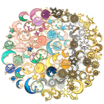 Enamel Colorful Moon Metal Charms with 8 Listed Options for DIY Jewelry Making