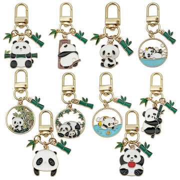 Bamboo Panda Enamel Clasp Keychains in 8 Playful Poses